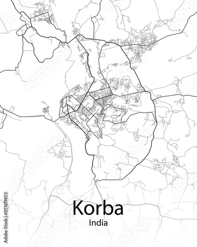 Korba India minimalist map photo