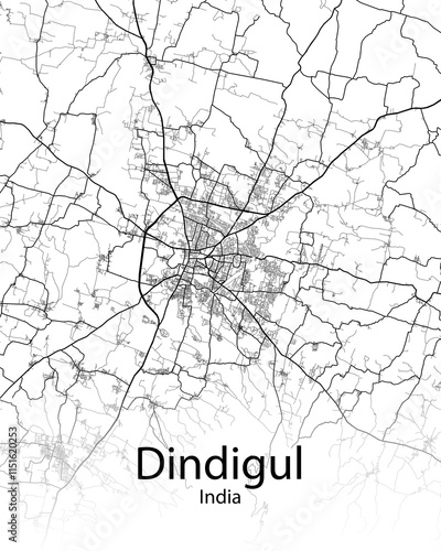 Dindigul India minimalist map photo