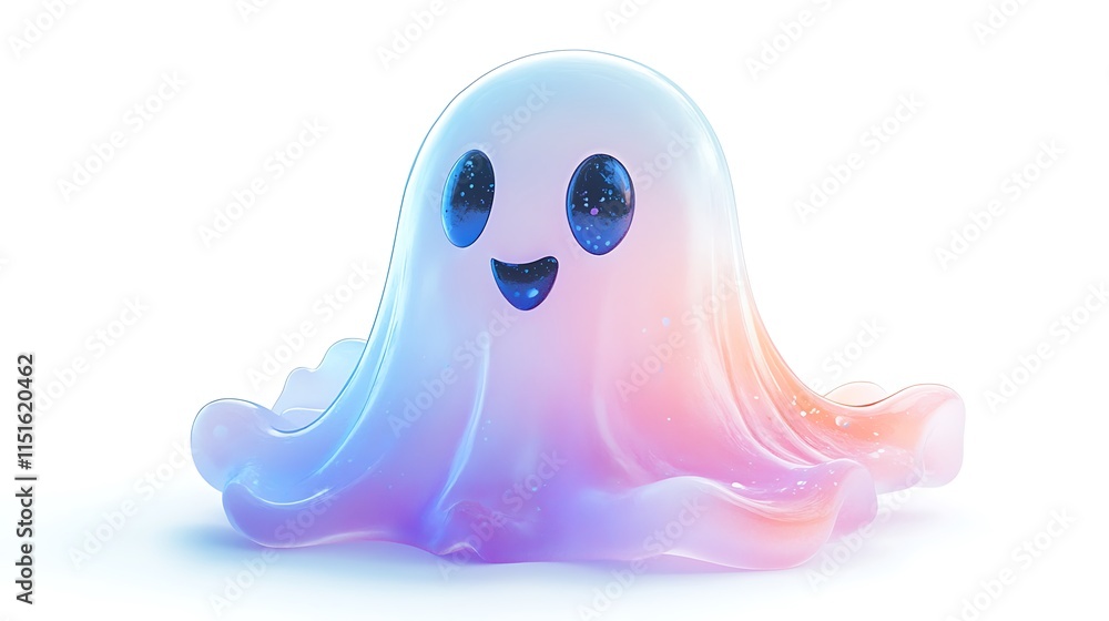 Whimsical cartoon ghost digital art playful environment cheerful view