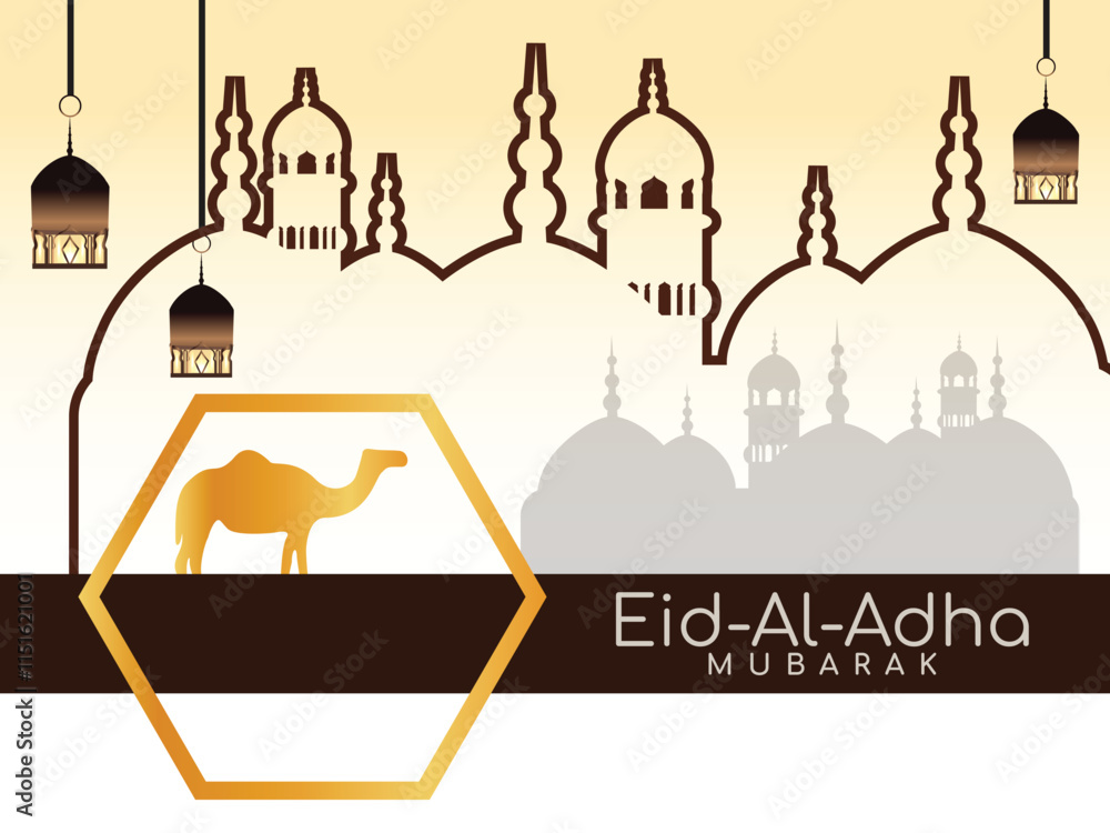 Eid al adha Mubarak greeting card for social media post