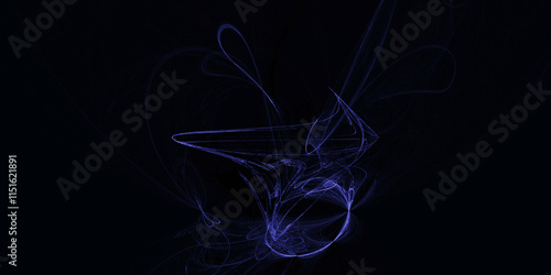 the black background with an abstract pattern resembles a spiral galaxy with twisting lights