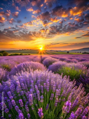 lavender field at sunrise