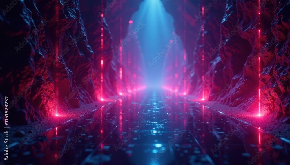 Holographic beams dance through darkened space, dance, hologram Holographic beams dance through darkened space, dance, hologram