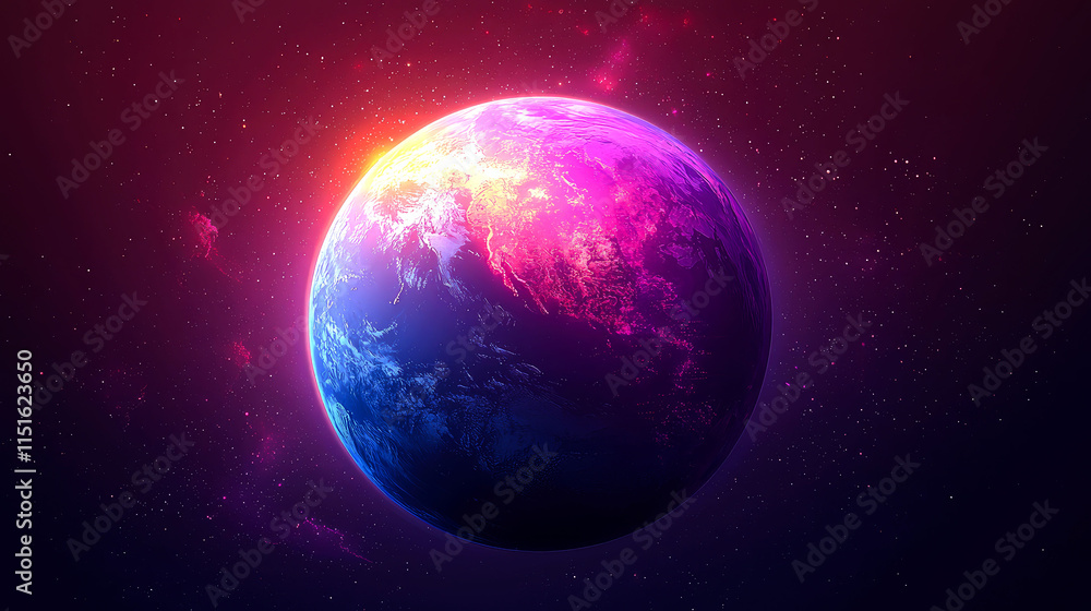 Obraz premium Vibrant Earth in Space.
