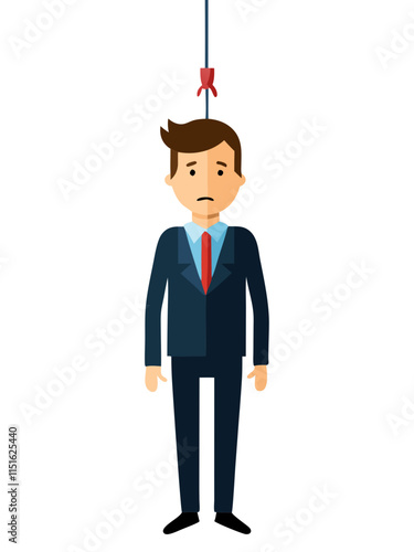 Hanged businessman vector image, Isolated on white background.
