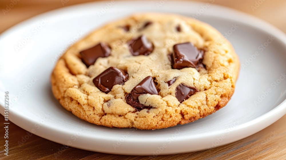 Freshly Baked Chocolate Chip Cookie on Plate Freshly Baked Chocolate Chip Cookie on Plate