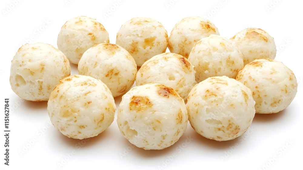 Delicious Brazilian Pão de Queijo Cheese Bread Balls Isolated on White Delicious Brazilian Pão de Queijo Cheese Bread Balls Isolated on White