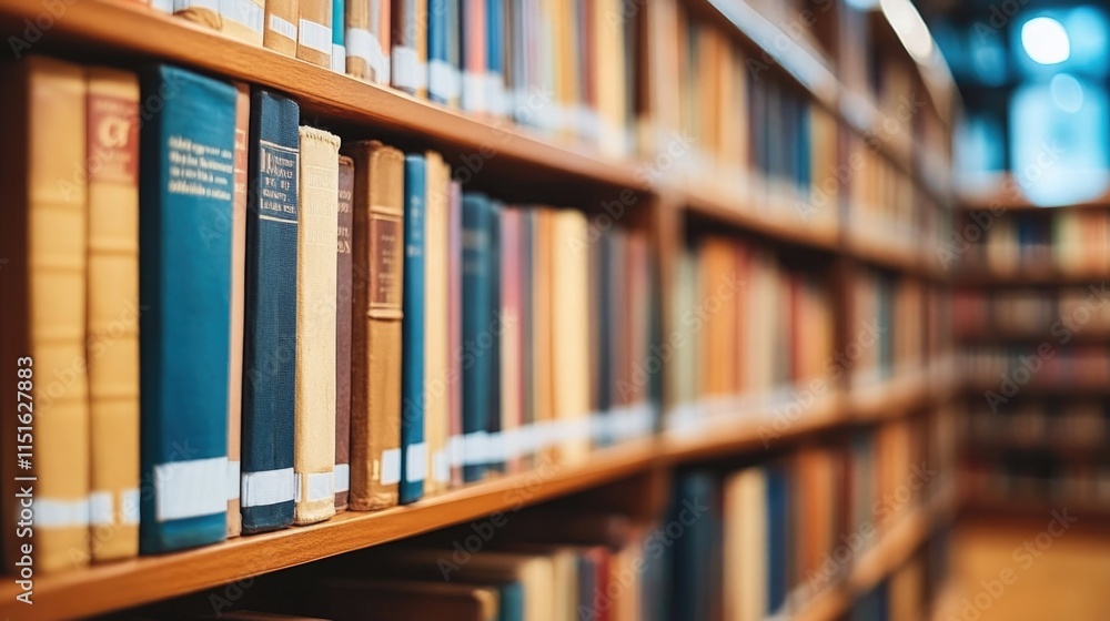 Cozy library shelf filled with colorful books in quiet reading space International Public Domain Day Cozy library shelf filled with colorful books in quiet reading space International Public Domain Day