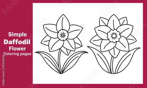 "Simple Daffodil Flower Coloring Page for Kids, Adults, and Beginners"