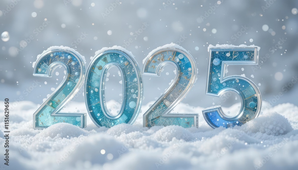Colorful 2025 New Year's Numbers in Snow Colorful 2025 New Year's Numbers in Snow