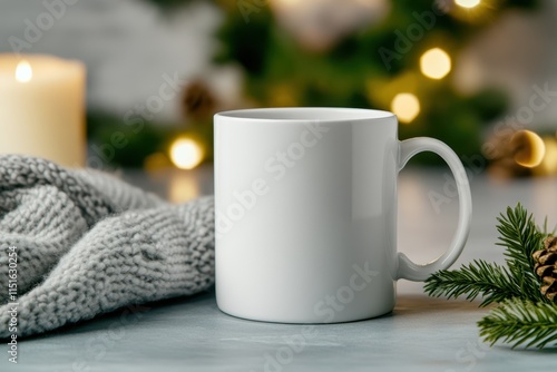 Wallpaper Mural Mockup of a plain white coffee mug on a table with natural lighting and seasonal decor for cozy moments Torontodigital.ca