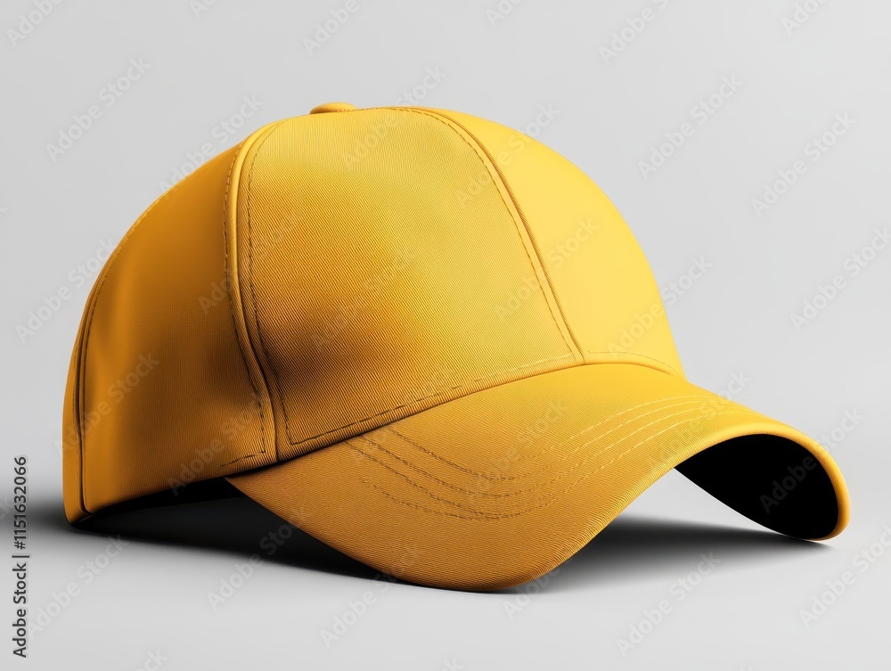 Fototapeta premium Mockup of a bright yellow mustard cap displayed against a clean, light background for design purposes