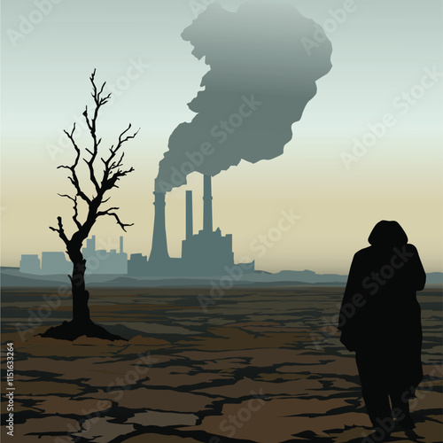 The main sources of air pollution Illustration vector based drawing