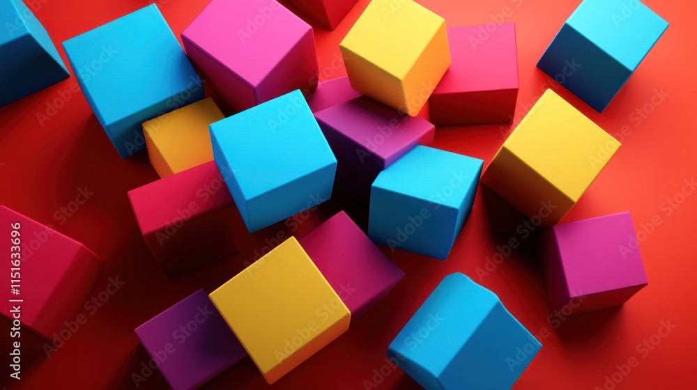 Obraz premium Vibrant Colorful Cubes Abstract Composition