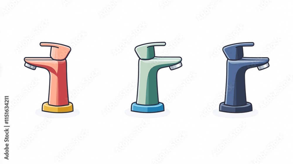 Modern Faucet Line Icon in Transparent One Single 2D Flat Design Modern Faucet Line Icon in Transparent One Single 2D Flat Design