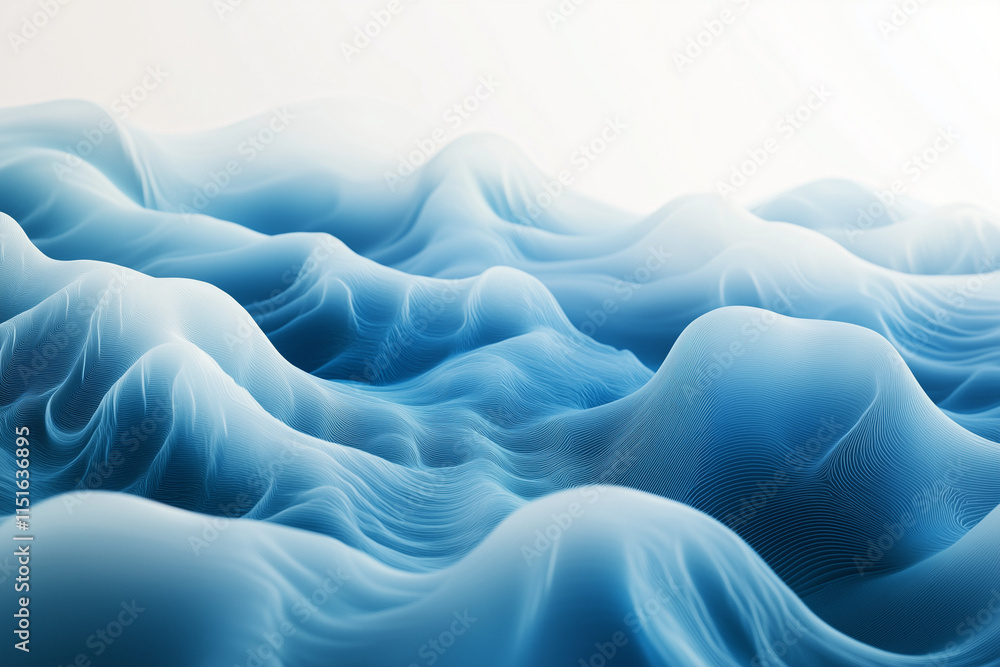 Obraz premium A computer generated image of blue waves on a white background
