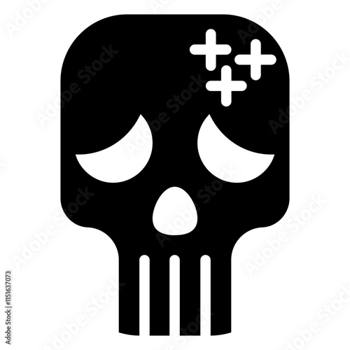 Skull Glyph Icon, Black And White Glyph Icon Symbol