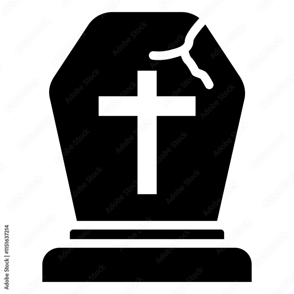 Obraz premium Tombstone Glyph Icon, Black And White Glyph Icon Symbol