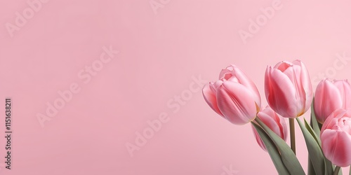 Wallpaper Mural Pink tulips on pink background. Delicate spring flowers. Copy space. Torontodigital.ca