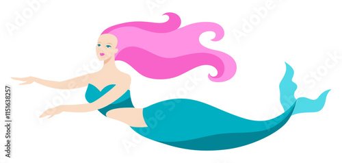 Beautiful fairy tale mermaid. Image of underwater wonder or fabulous creation.