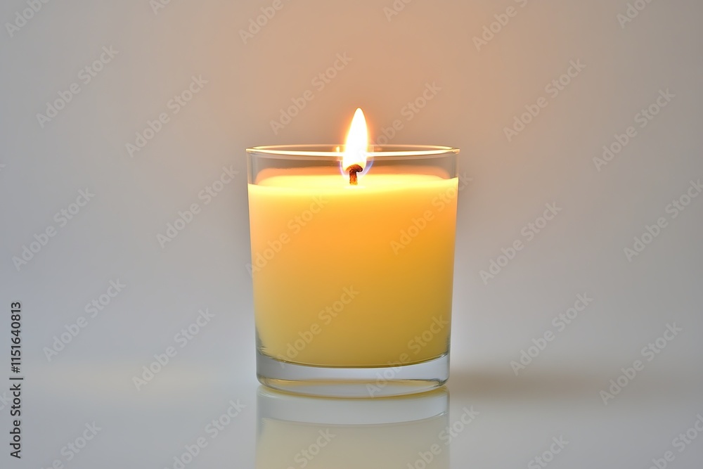 glowing candle on white background its light flickering softly and casting gentle shadows glowing candle on white background its light flickering softly and casting gentle shadows