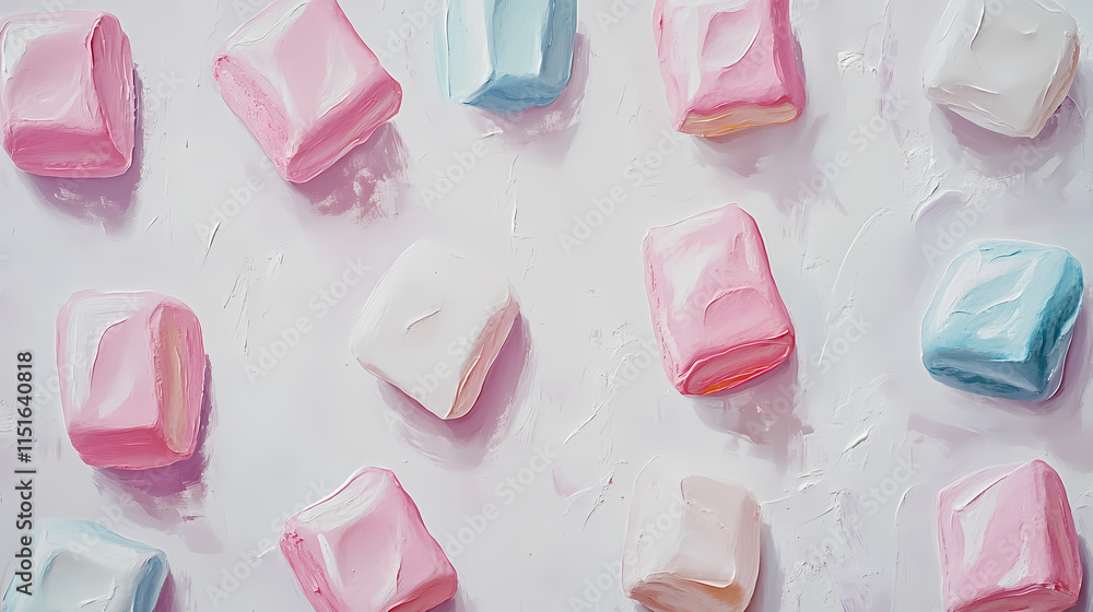 Pastel marshmallows on white background close up. Zephyrous. Illustration Pastel marshmallows on white background close up. Zephyrous. Illustration