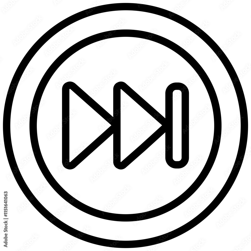 Fast Forward Button Outline Icon, Black And White Outline Icon Symbol Fast Forward Button Outline Icon, Black And White Outline Icon Symbol