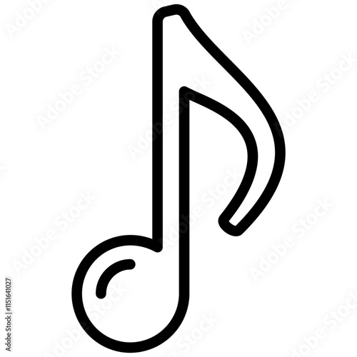 Quaver Outline Icon, Black And White Outline Icon Symbol