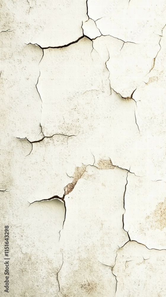 Obraz premium Cracked White Texture Background with Peeling Paint and Weathered Surface