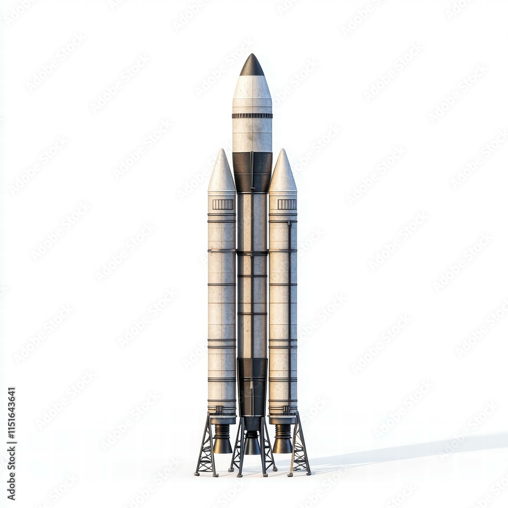 Detailed View of Metallic Rocket Structure on Launch Pad Ready for Mission Detailed View of Metallic Rocket Structure on Launch Pad Ready for Mission