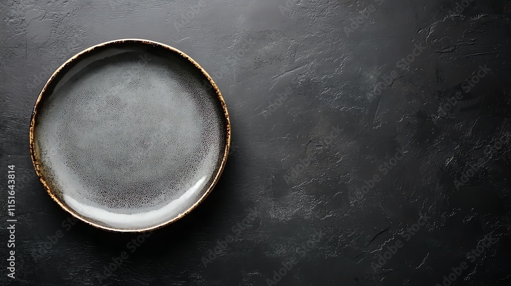 Elegant empty plate on dark textured background. Elegant empty plate on dark textured background.