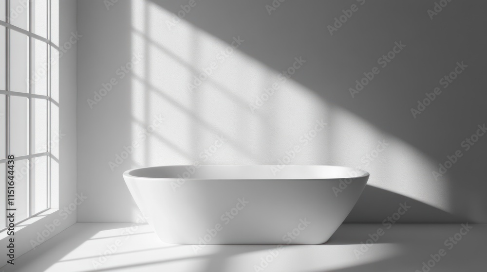 Sunlit Modern Bathroom: Minimalist White Bathtub Design Sunlit Modern Bathroom: Minimalist White Bathtub Design