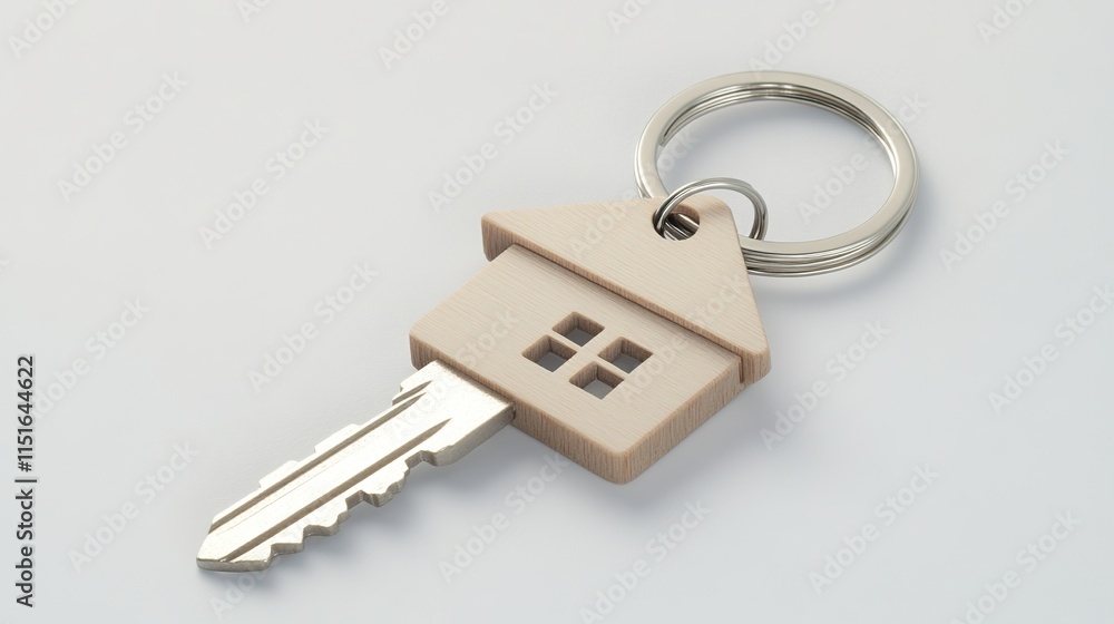 keychain with new house key isolated on white background leaving plenty of room for additional text or logos keychain with new house key isolated on white background leaving plenty of room for additional text or logos
