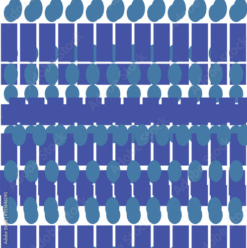 Blue texture with dark squares and lighter circles.