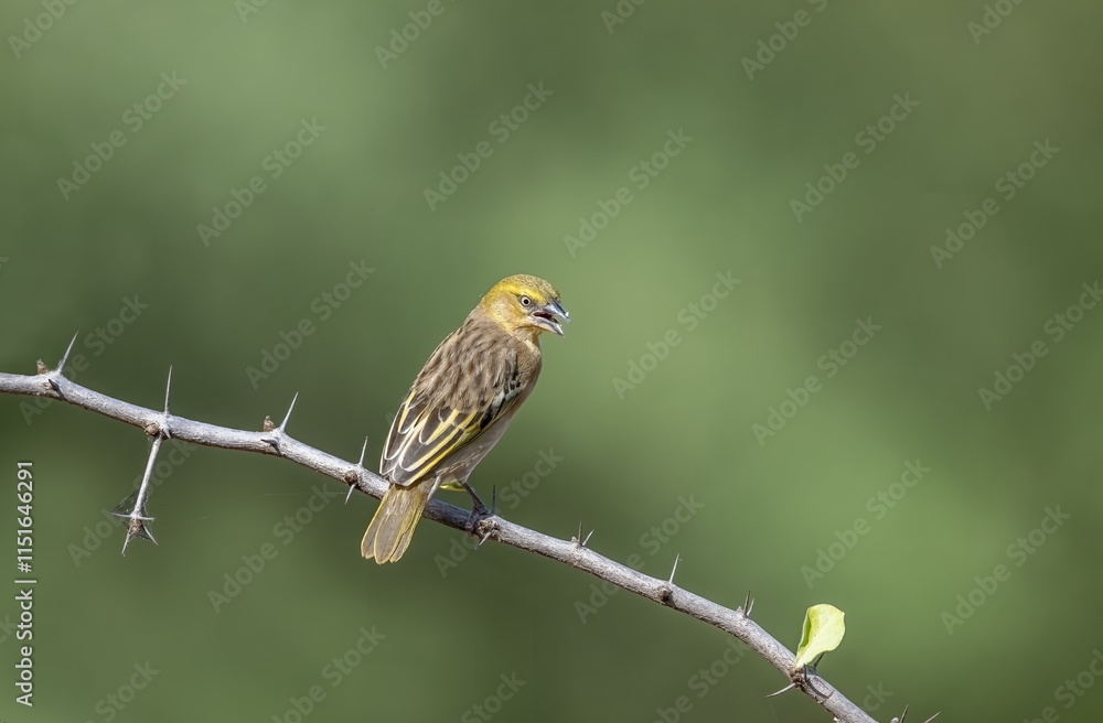 Masked Golden Weaver bird in Kenya habitat