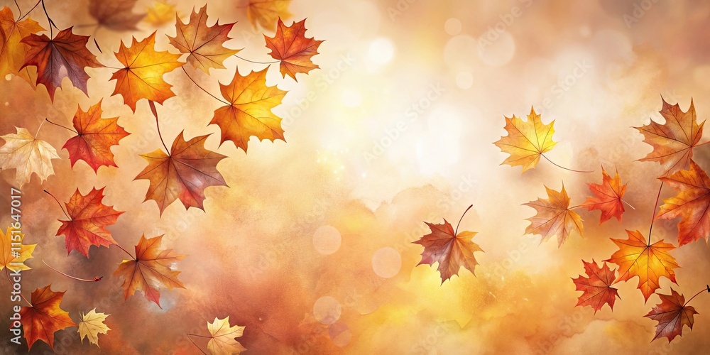 Autumnal Leaves Floating on a Soft, Warm Background Autumnal Leaves Floating on a Soft, Warm Background