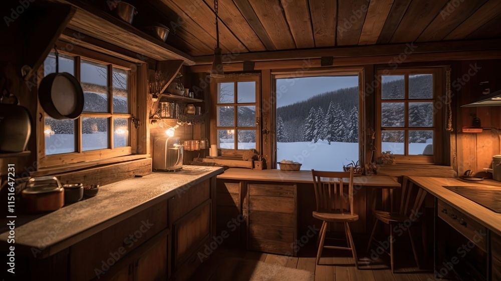 authentic style kitchen with a view of the mountains authentic style kitchen with a view of the mountains