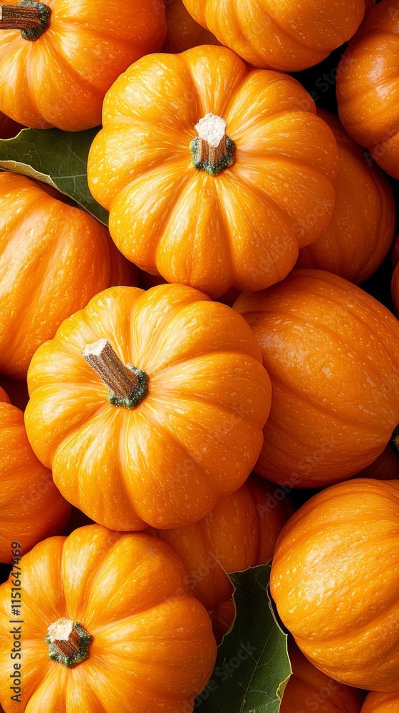 A pile of small orange pumpkins sitting on top of each other