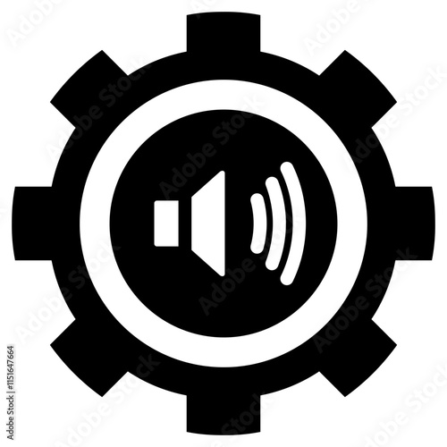 Volume Control Glyph Icon, Black And White Glyph Icon Symbol