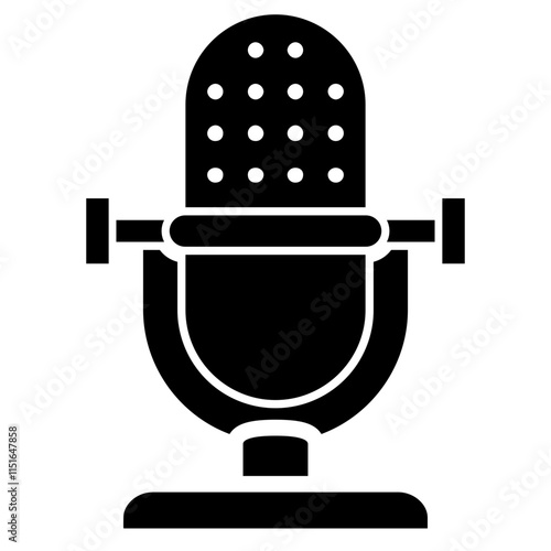 Microphone Glyph Icon, Black And White Glyph Icon Symbol