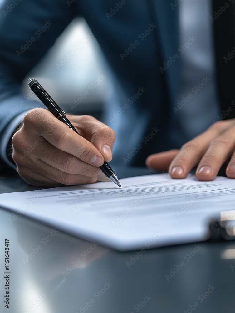 The manager is signing a contract in the office The manager is signing a contract in the office