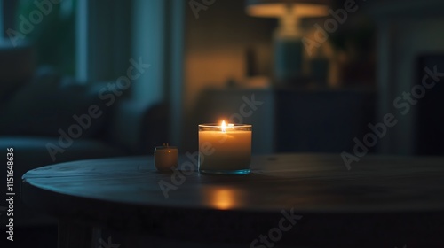 Dark room with faint emergency exit sign glow during power blackout, capturing sudden disruption and eerie stillness with scattered objects faintly visible in dim light.