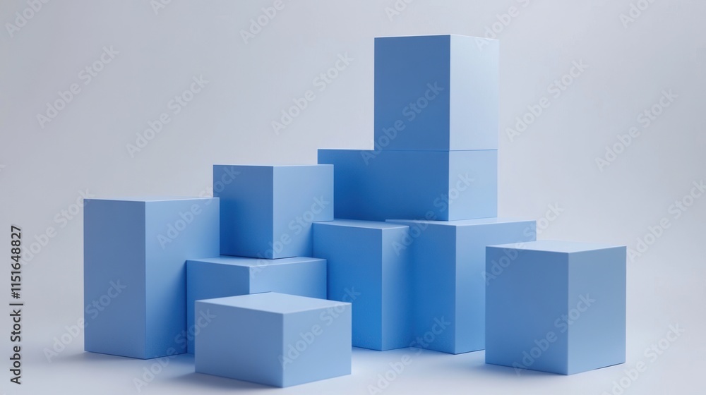 Abstract Blue Cube Composition: A Minimalist 3D Render Abstract Blue Cube Composition: A Minimalist 3D Render