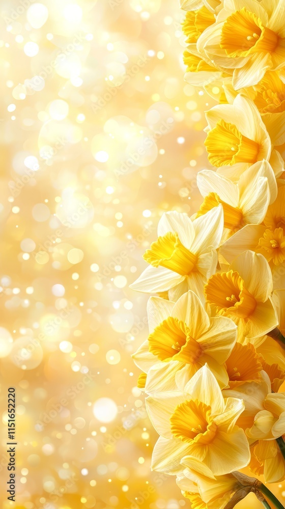 Fototapeta premium A bunch of yellow daffodils on a yellow background