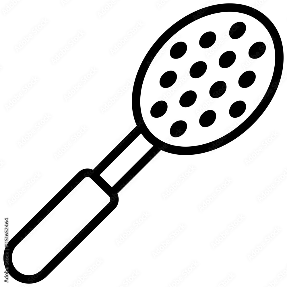 Slotted Spoon Outline Icon, Black And White Outline Icon Symbol Slotted Spoon Outline Icon, Black And White Outline Icon Symbol