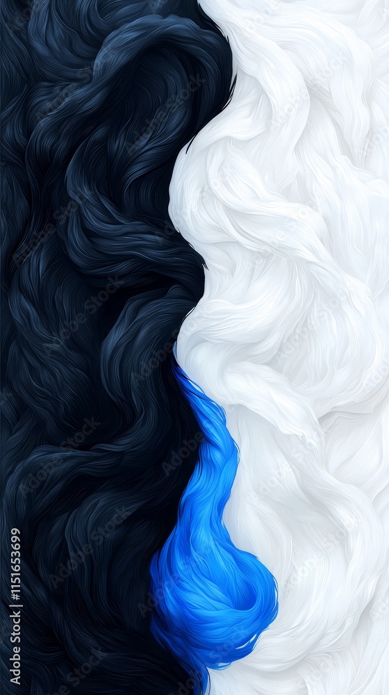Obraz premium A black and white and blue abstract background with wavy lines