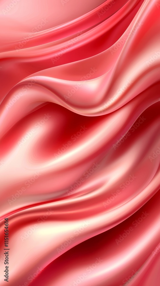 Obraz premium A red satin background with wavy folds and folds