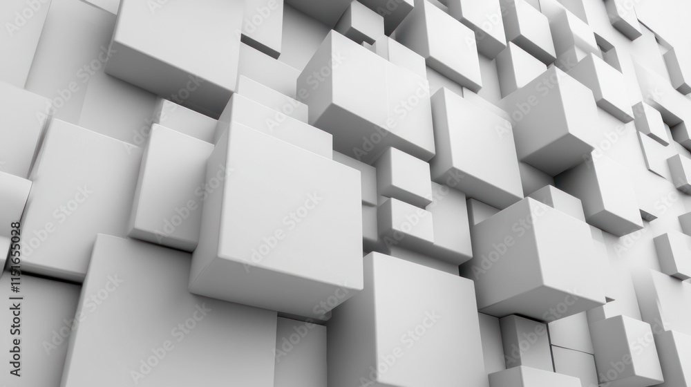 Abstract White Cubes 3D Geometric Pattern Background Wall Abstract White Cubes 3D Geometric Pattern Background Wall