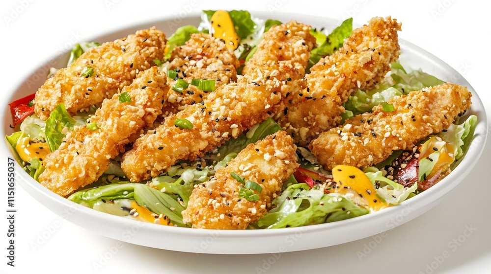 Crispy Thai Catfish Salad with Fresh Vegetables and Flavorful Dressing Crispy Thai Catfish Salad with Fresh Vegetables and Flavorful Dressing