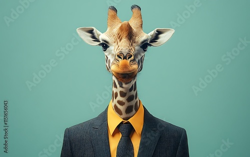 Giraffe in suit, portrait, headshot. photo